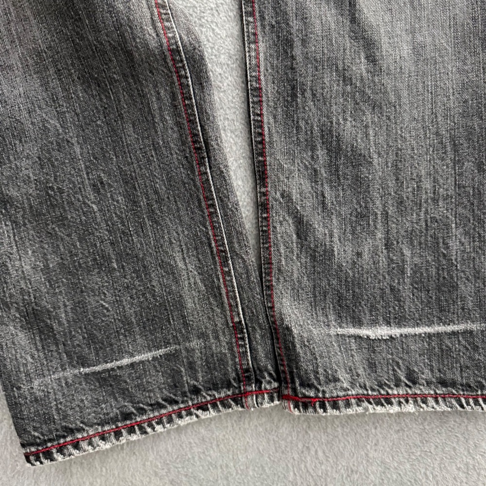 Diesel Farco Mens 34x32 Gray Faded Jeans Red Stitching Made in Italy Y2K Moto - Picture 5 of 16